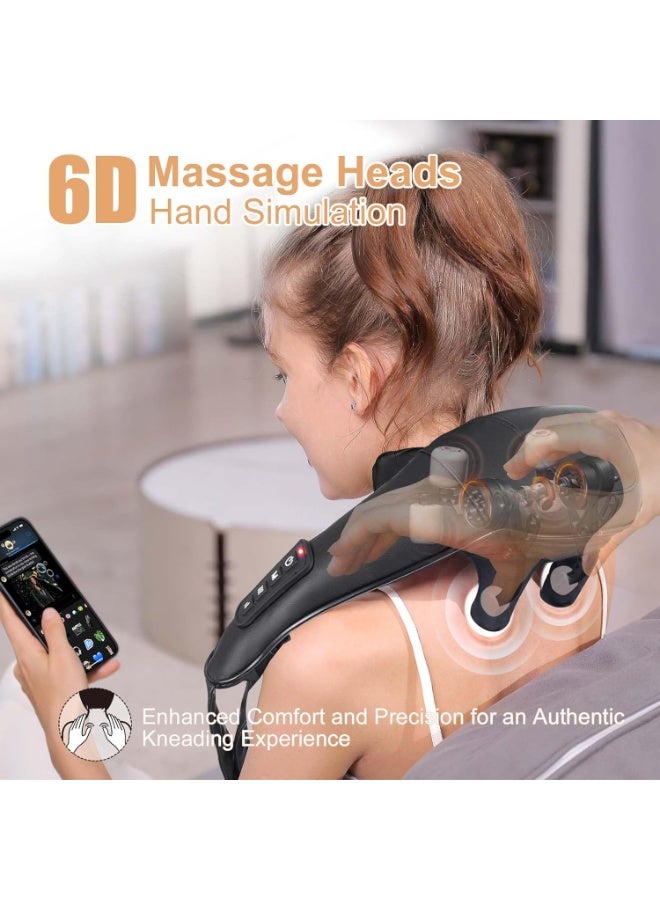 جهاز تدليك الرقبة والظهر (شياتسو) لاسلكي - مساج كهربائي ثلاثي الأبعاد مع خاصية التدفئة - وسادة تدليك احترافية لتخفيف آلام العضلات والجسم - هدية فاخرة للرجال والنساء - Image 4